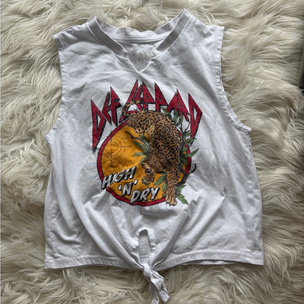 Def Leppard White Graphic Kids Tank Top